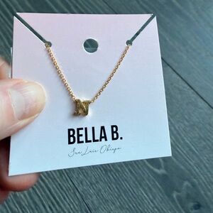 Gold Initial Charm Necklace "N"